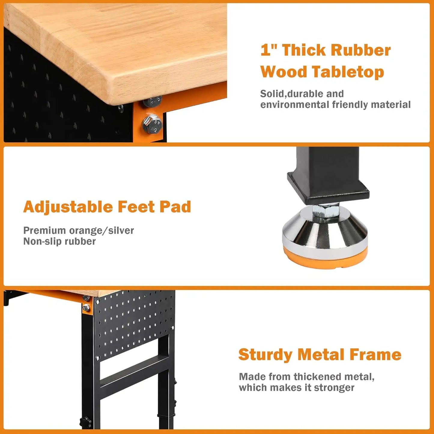 60" x 24" Heavy-Duty Adjustable Workbench