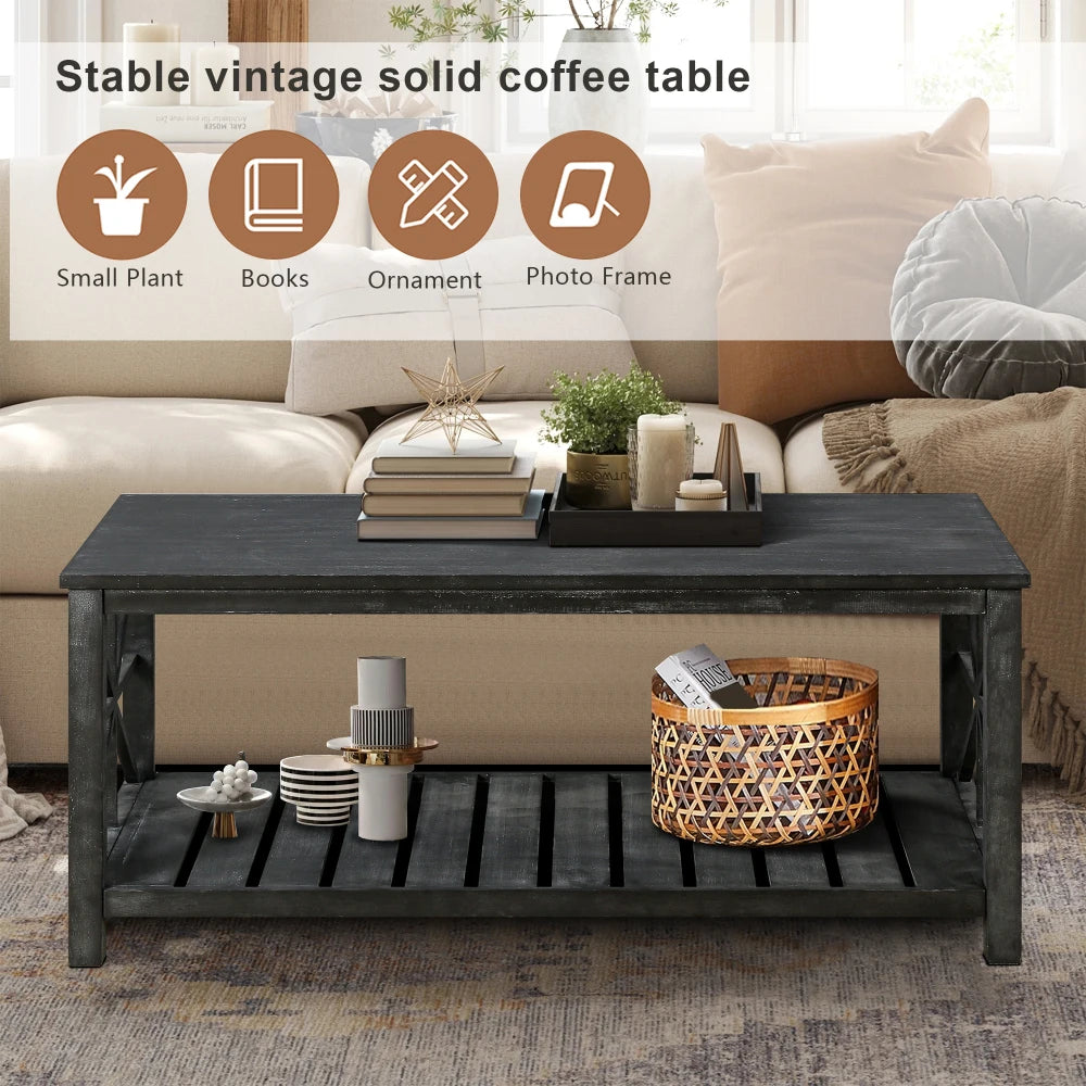 Modern Coffee Table with Bottom Shelf