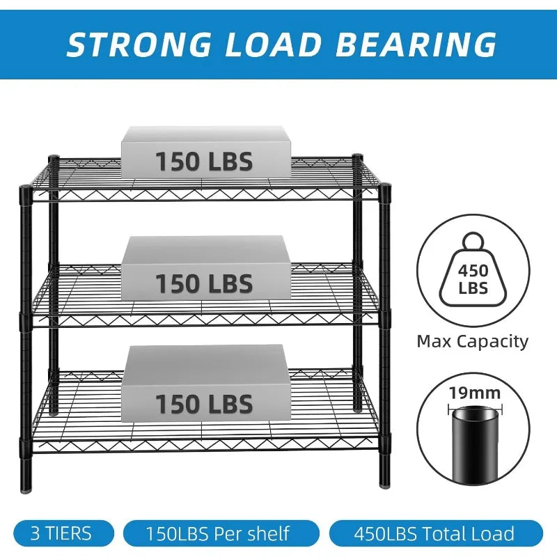 3 Tier Adjustable Wire Shelves
