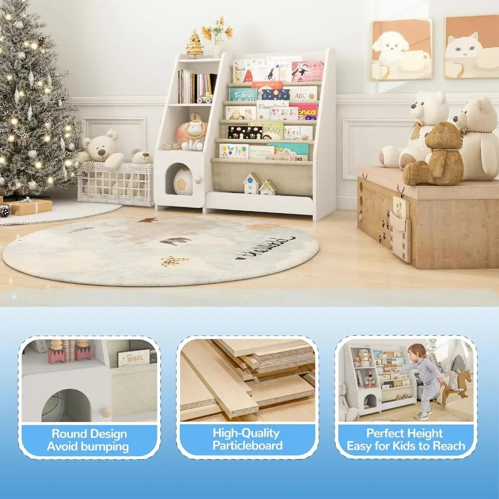 Kids Bookshelf and Toy Storage Organizer