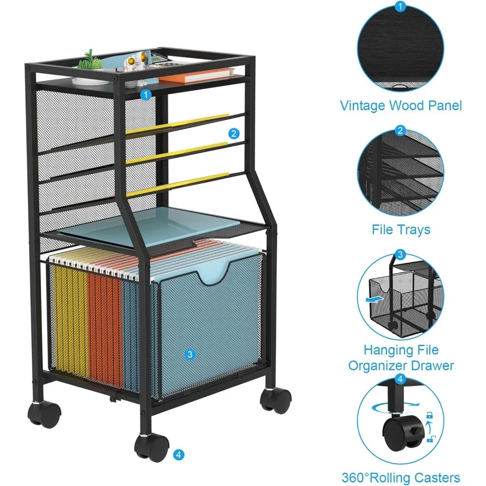 6-Tier Under Desk Rolling Organizer