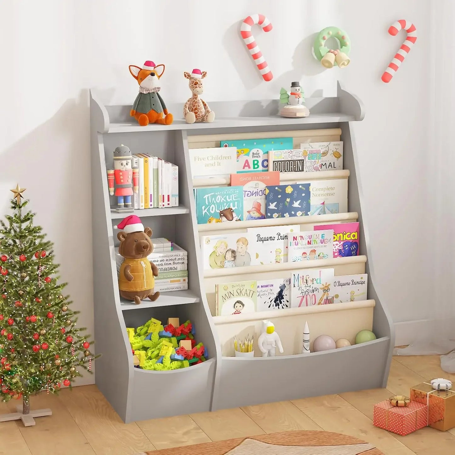 Kids Bookshelf and Toy Storage Organizer