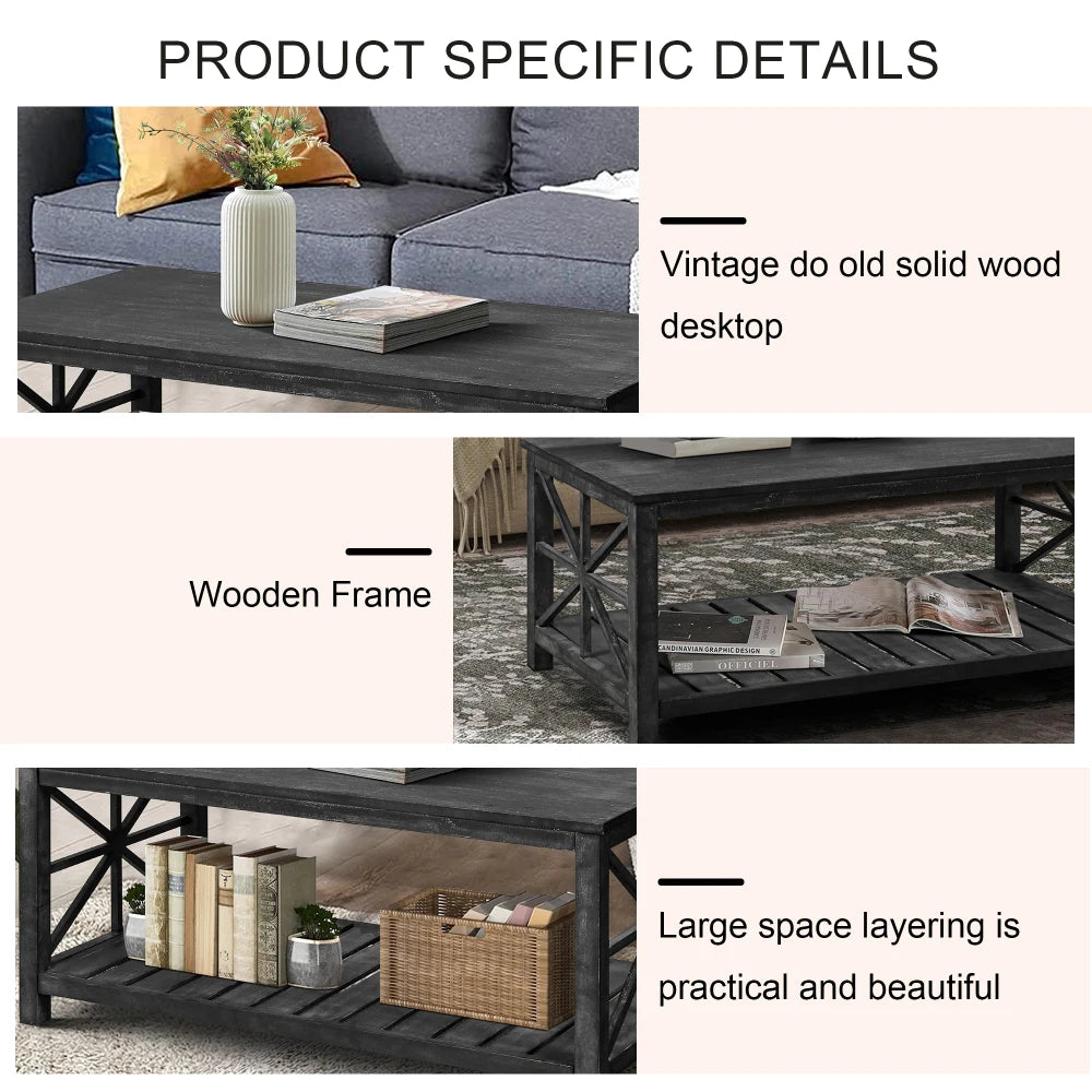 Modern Coffee Table with Bottom Shelf