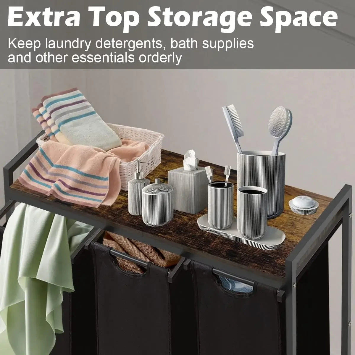 Laundry Sorter with 3 Removable & Pull-Out Sorting Bags