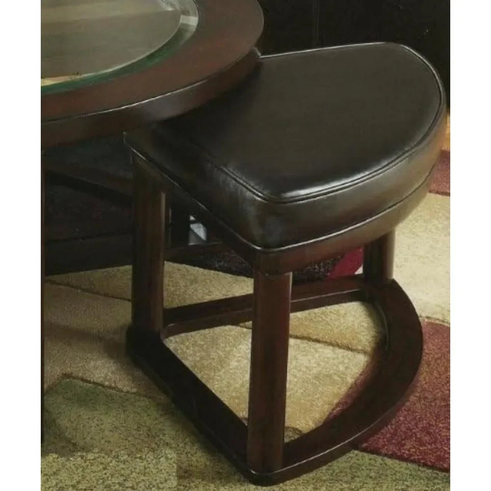 Glass Top Round Coffee Table with 4 Stools