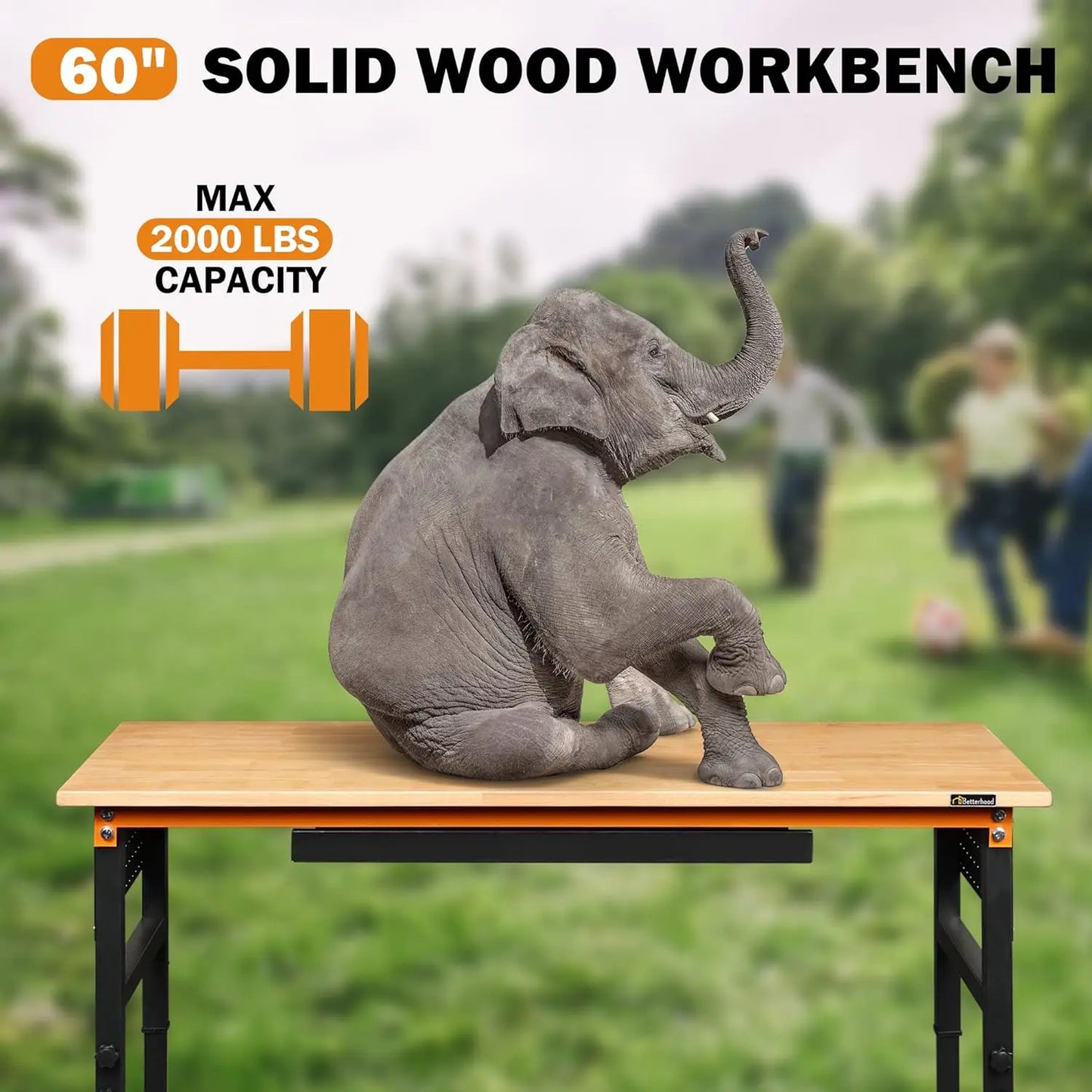 60" x 24" Heavy-Duty Adjustable Workbench