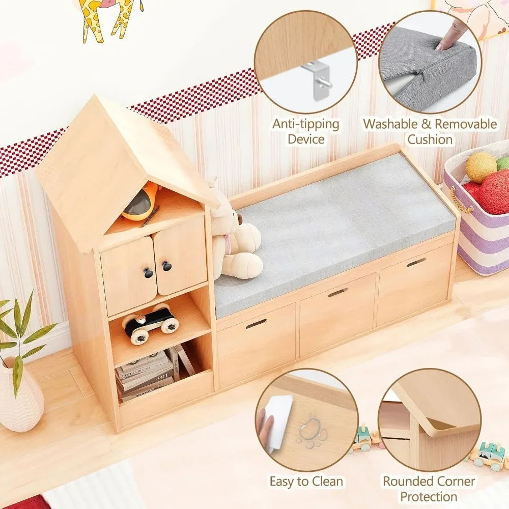 Kids Bookshelf with Reading Nook