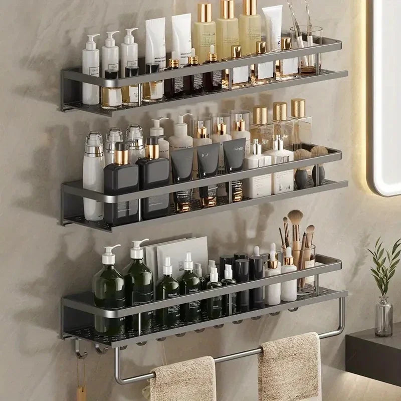 Wall-Mounted Aluminum Bathroom Essentials Rack