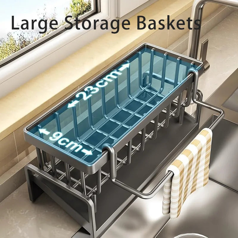 Kitchen Sink Sponge Rack with Towel Holder