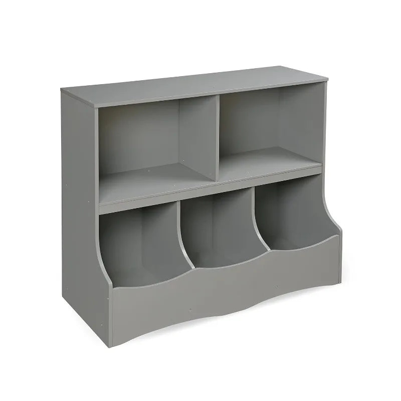 Multi-Bin Toy Storage Organizer and Book Shelf