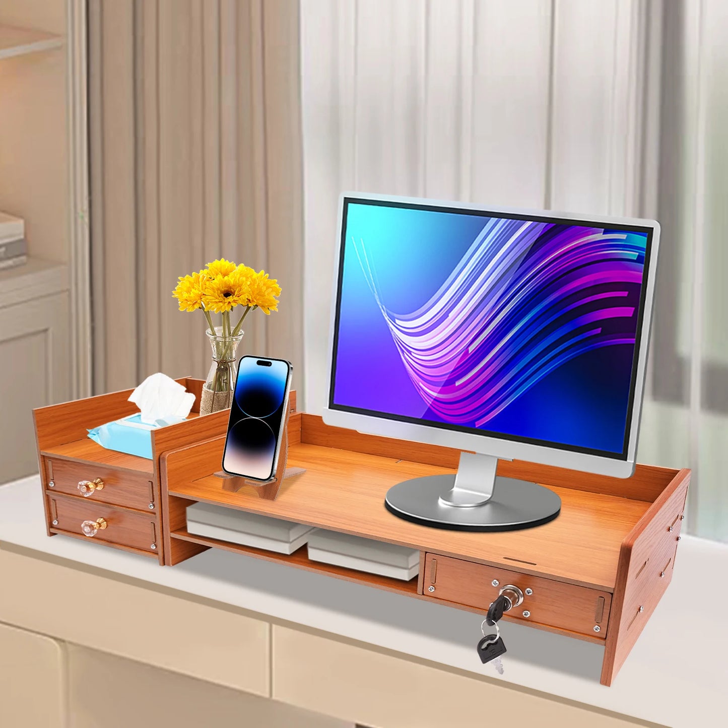 Monitor Stand with Computer Storage