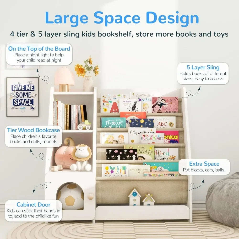 Kids Bookshelf and Toy Storage Organizer