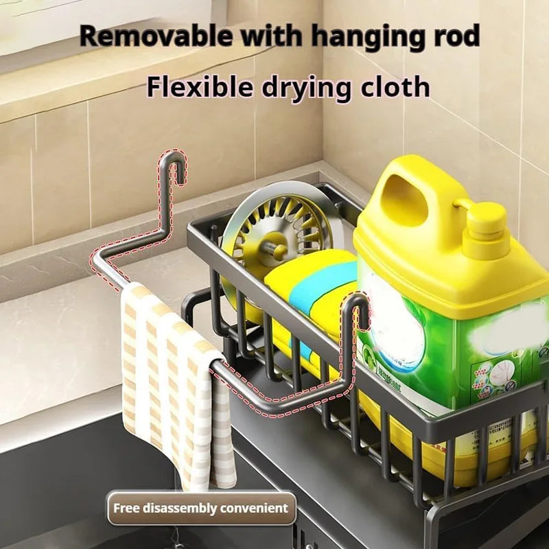 Kitchen Sink Sponge Rack with Towel Holder