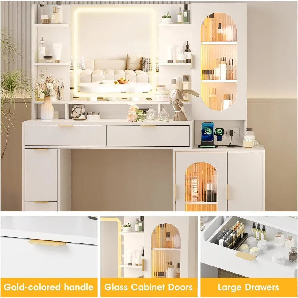 Vanity with Lighted Mirror & Power Outlets