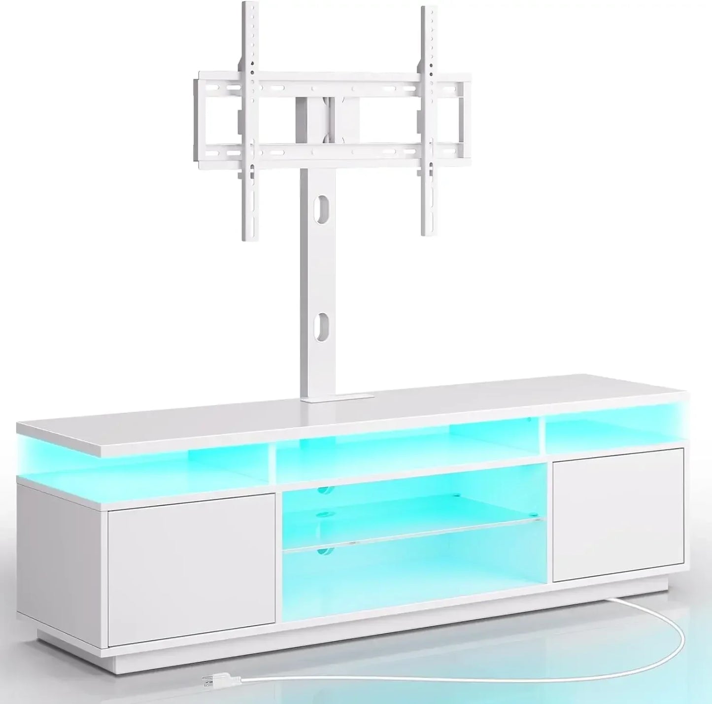 Entertainment Center with Height Adjustable Swivel Mount & LED Lights
