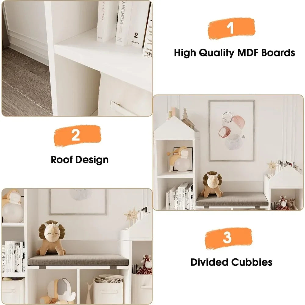 Kids Bookshelf with Reading Nook