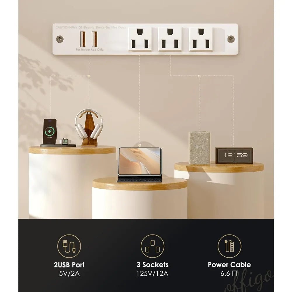 Height Adjustable Desk with Drawers, Power Outlets & LED Lights