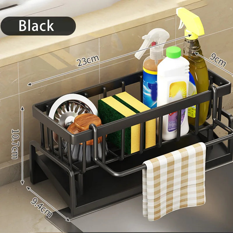 Kitchen Sink Sponge Rack with Towel Holder