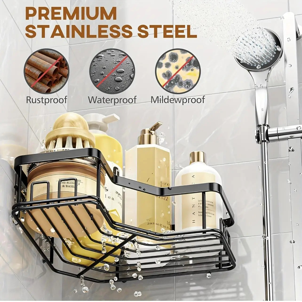 Adhesive Shower Caddy with No Drilling