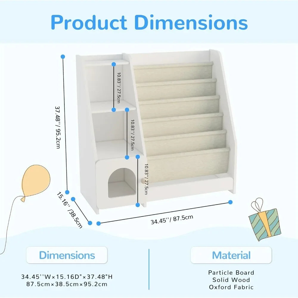 Kids Bookshelf and Toy Storage Organizer