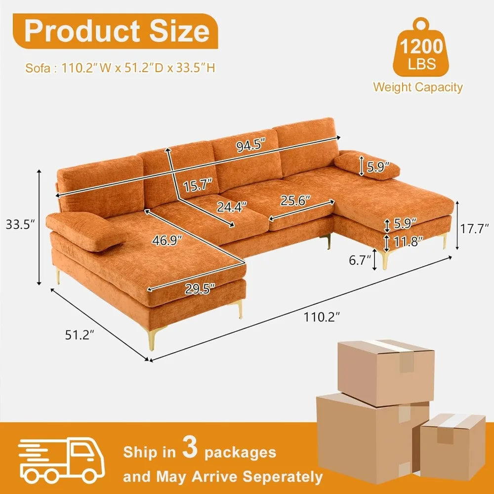 U Shape Couch with Double Chaise