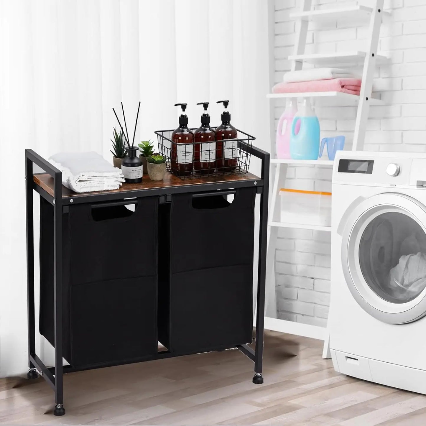 2 Section Laundry Sorter with Removable Laundry Bag