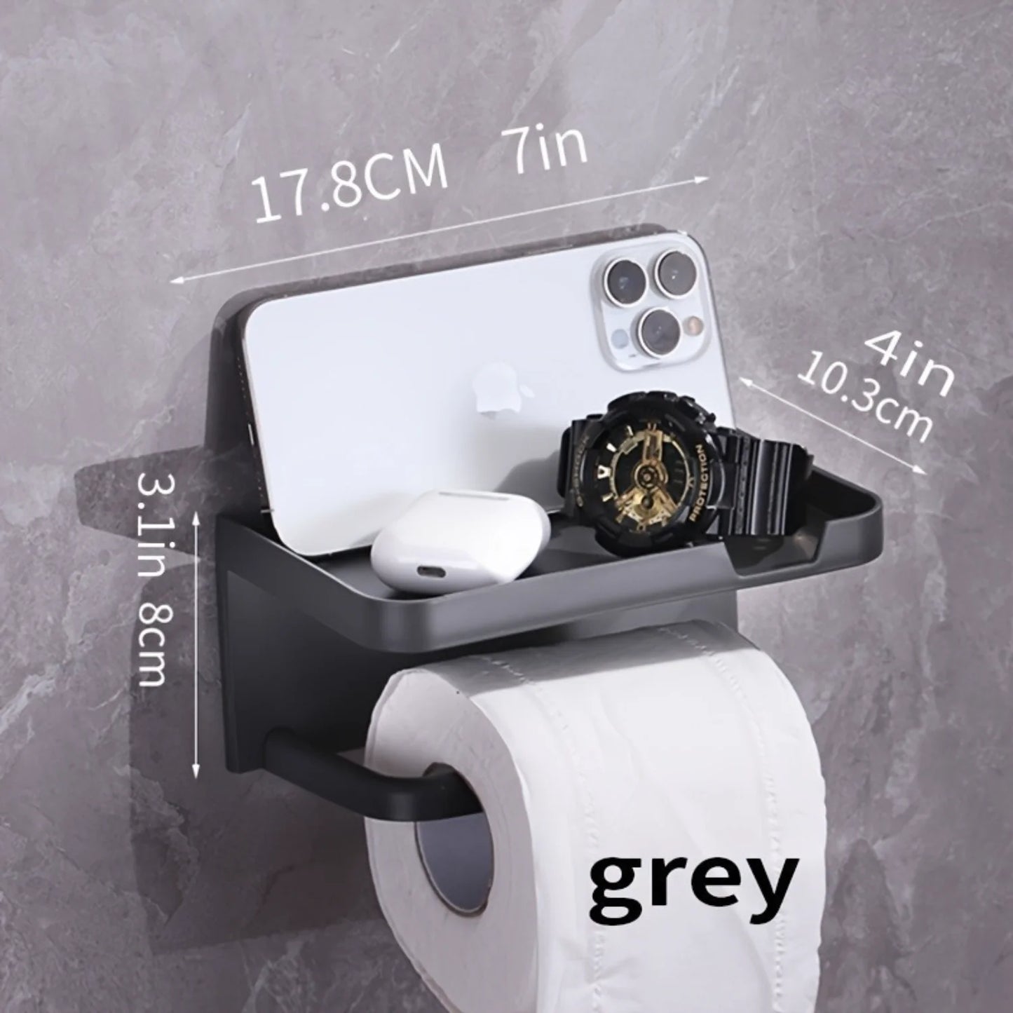 Toilet Paper Holder with Phone Shelf