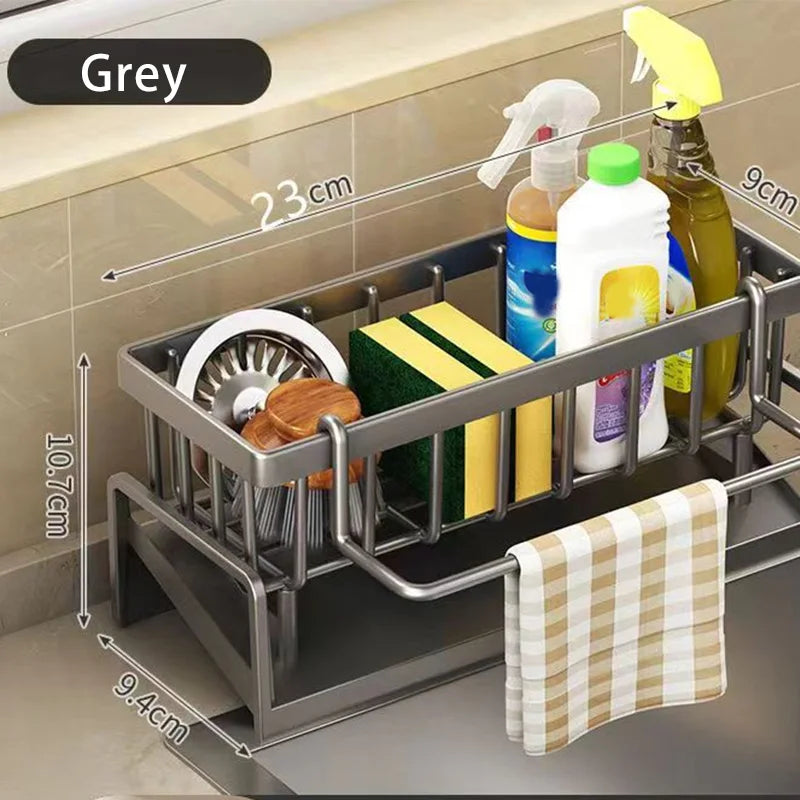 Kitchen Sink Sponge Rack with Towel Holder