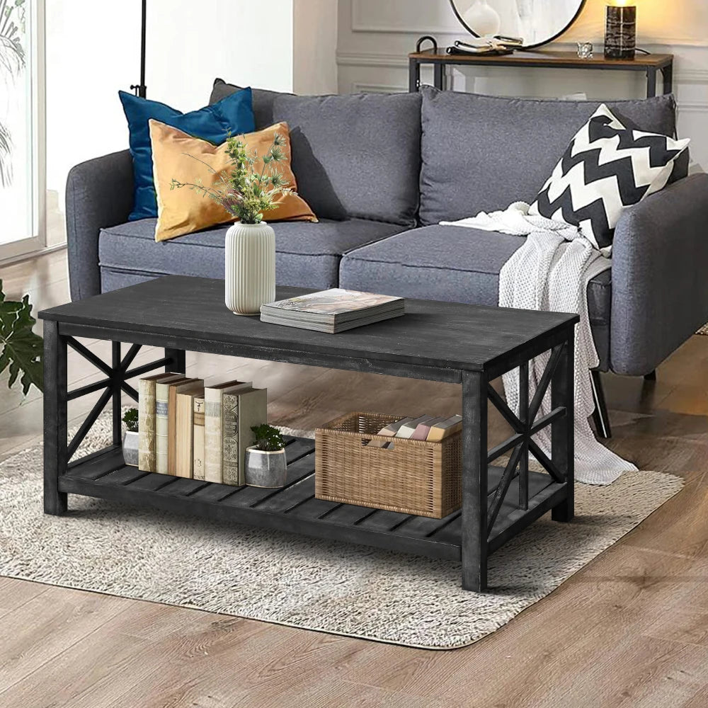 Modern Coffee Table with Bottom Shelf