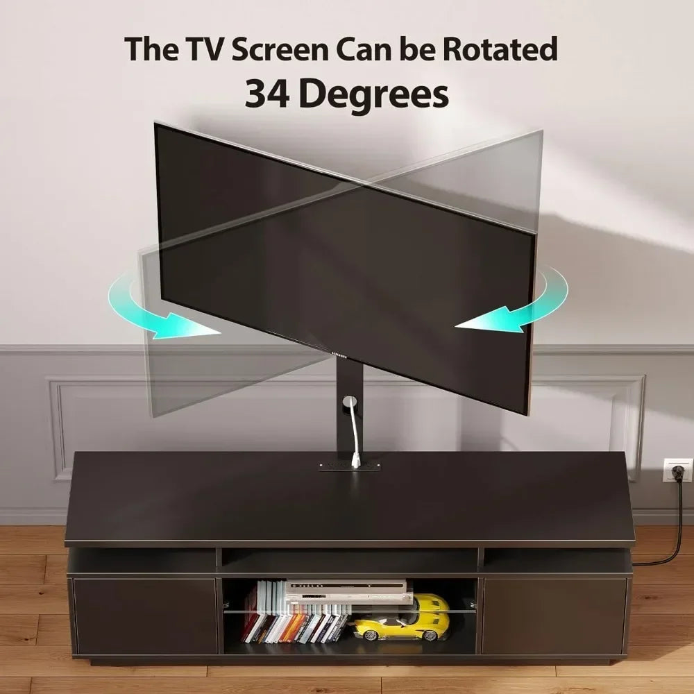 Entertainment Center with Height Adjustable Swivel Mount & LED Lights