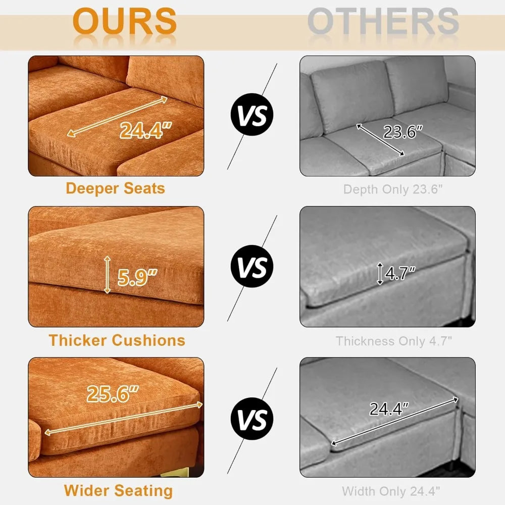 U Shape Couch with Double Chaise