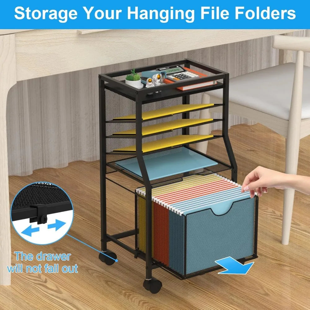6-Tier Under Desk Rolling Organizer