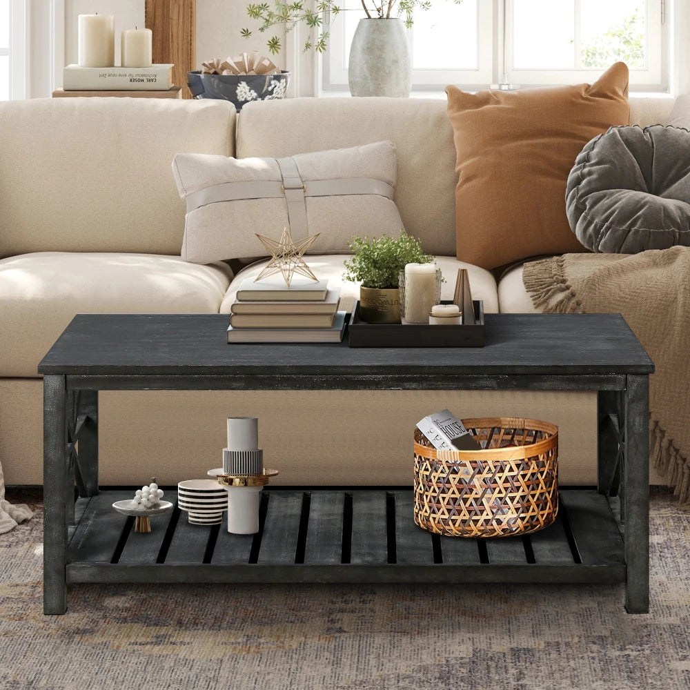 Modern Coffee Table with Bottom Shelf