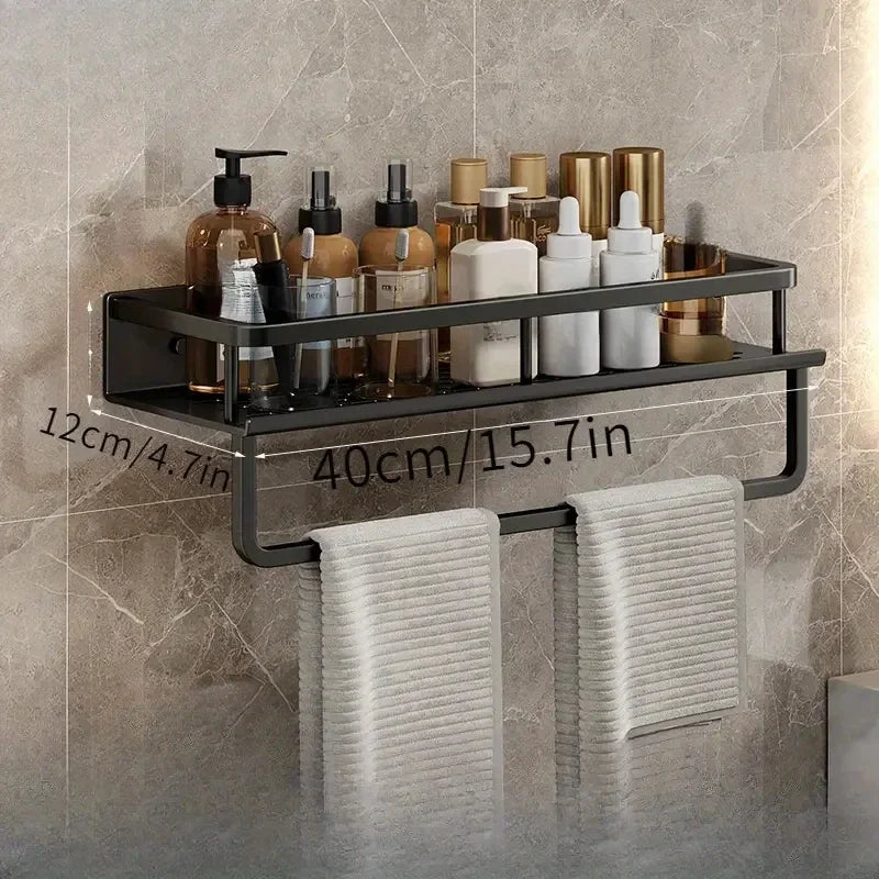 Wall-Mounted Aluminum Bathroom Essentials Rack