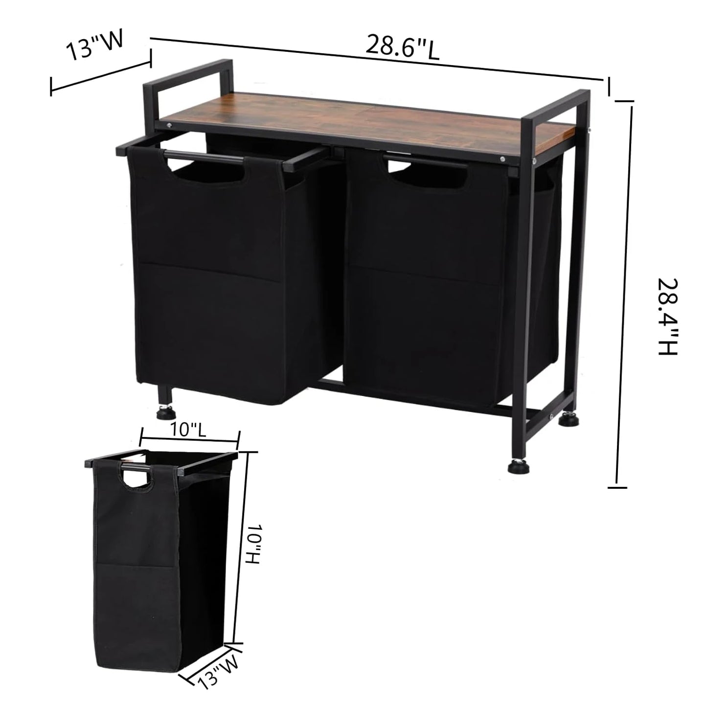2 Section Laundry Sorter with Removable Laundry Bag
