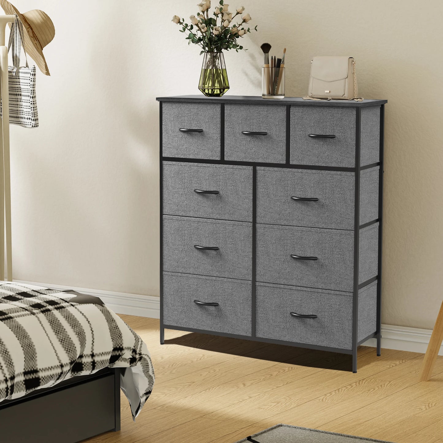 Dresser with 9 Fabric Storage Drawers