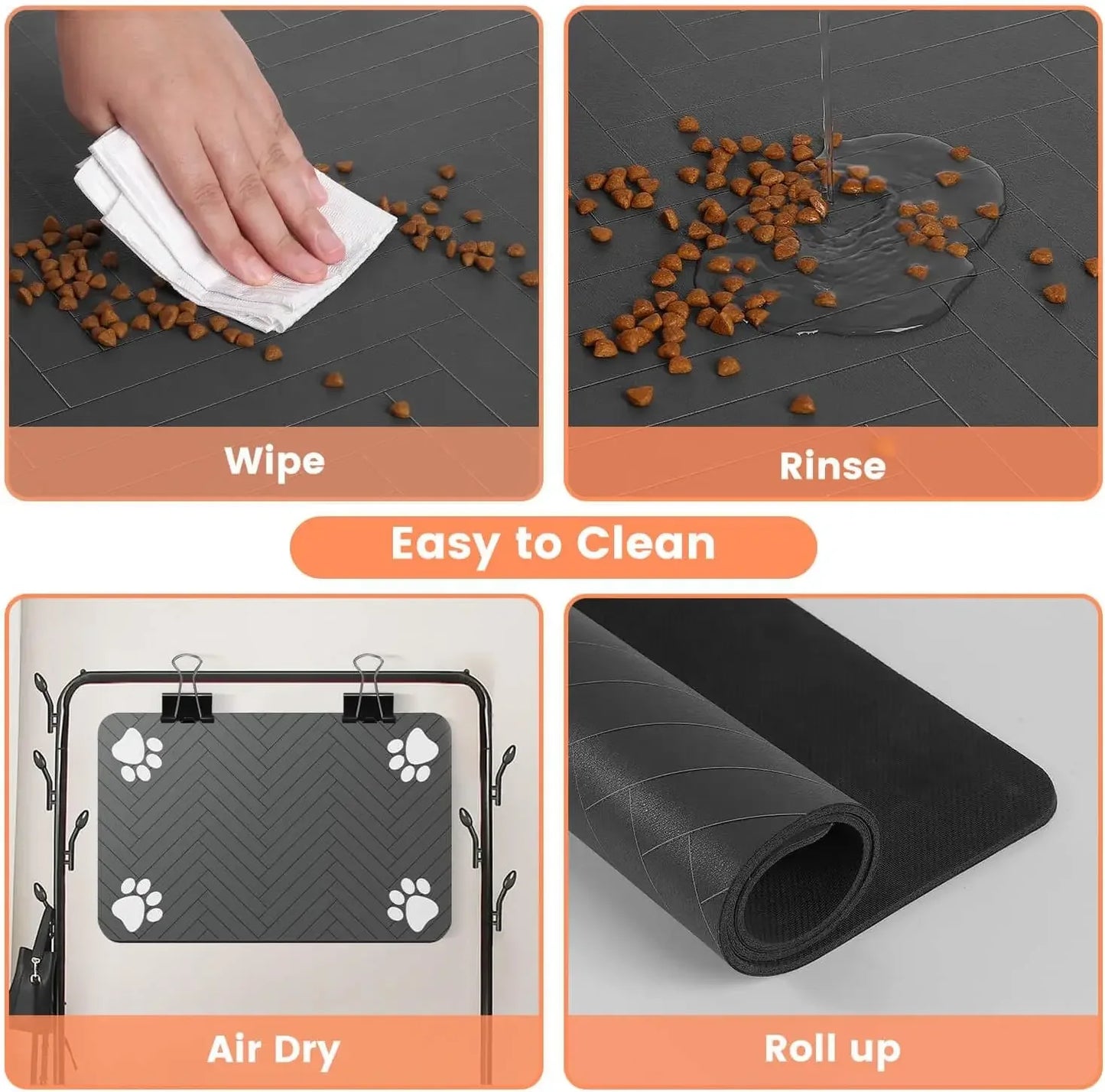 Quick Dry Pet Feeding Mat with Waterproof Rubber Backing