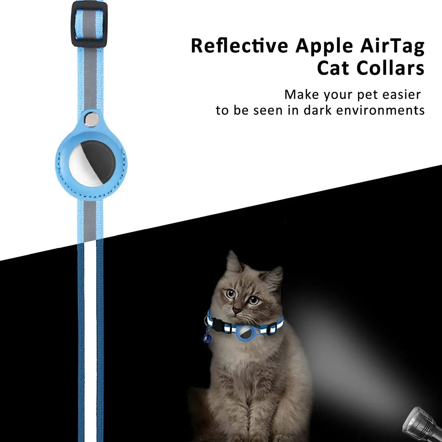 Adjustable Cat Collar w/ AirTag Slot And Reflective Strips