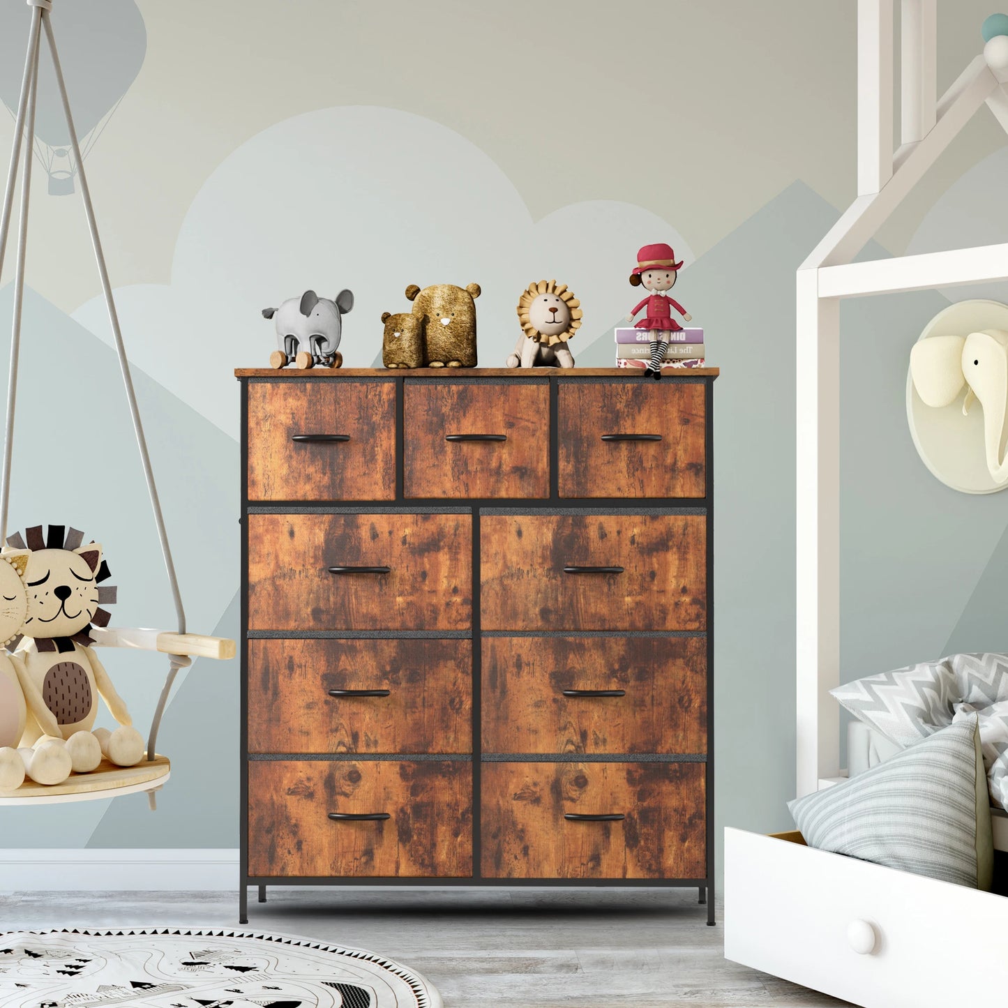 Dresser with 9 Fabric Storage Drawers