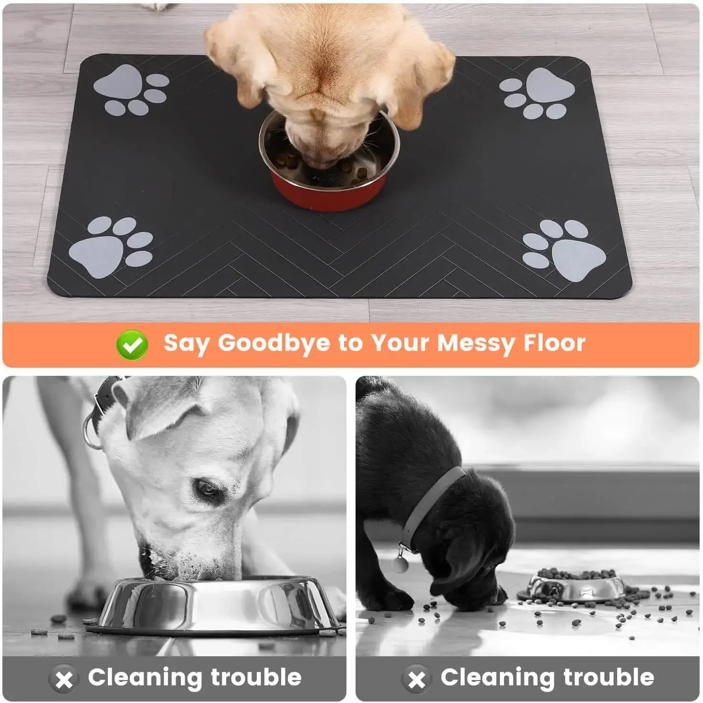 Quick Dry Pet Feeding Mat with Waterproof Rubber Backing