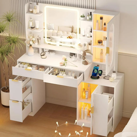 Vanity with Lighted Mirror & Power Outlets