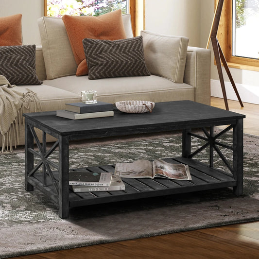 Modern Coffee Table with Bottom Shelf