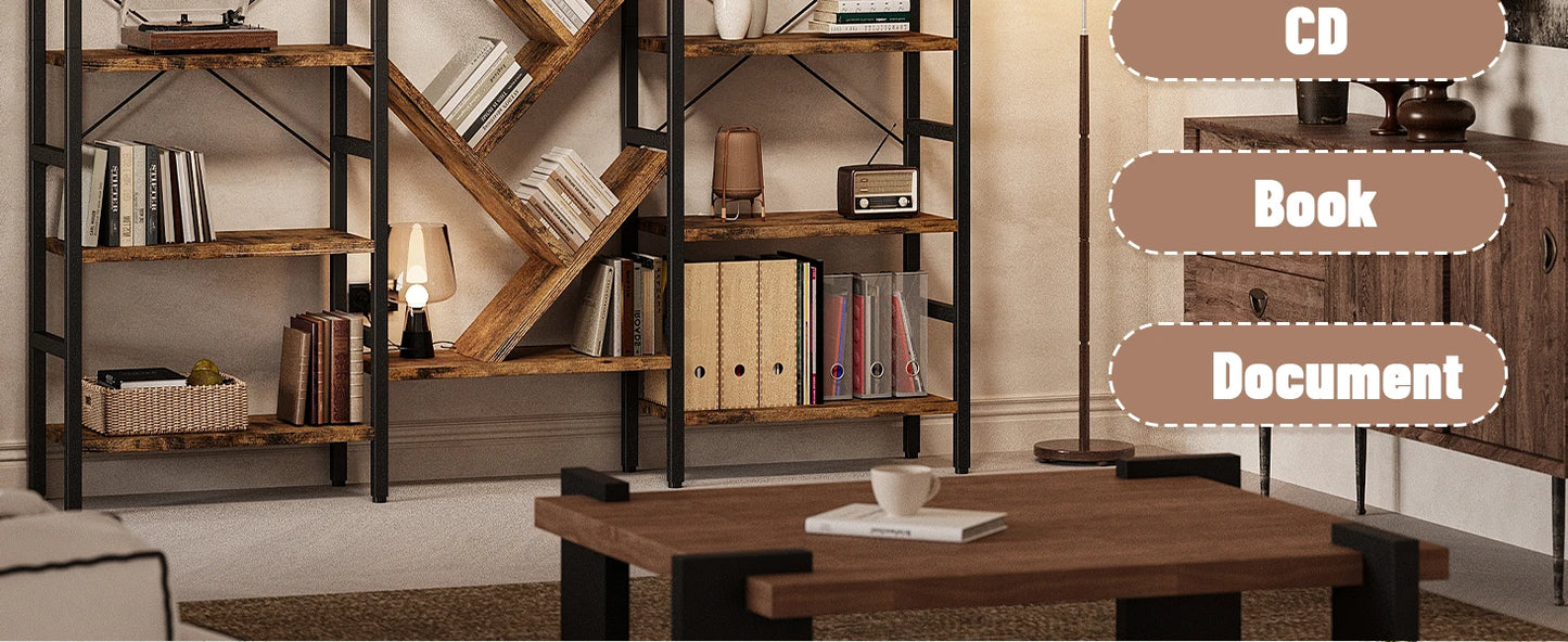 5 Tier Bookcase with 17 Open Display Shelves