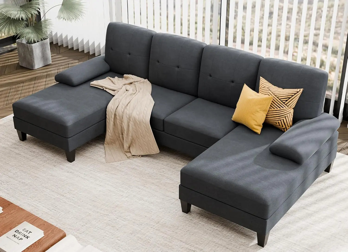 4 Seat U Shaped Sofa Sectional Couch