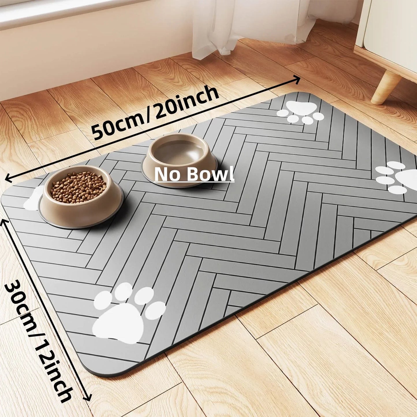 Quick Dry Pet Feeding Mat with Waterproof Rubber Backing