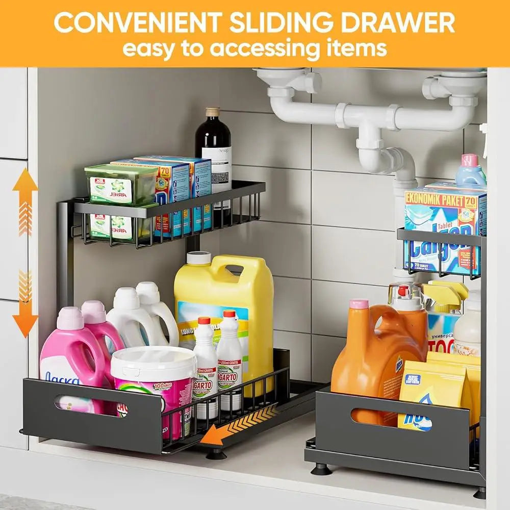 2-Tier Adjustable Metal Pull-Out Shelf - 2 pack
