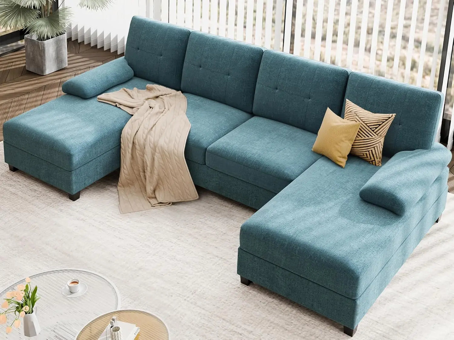 4 Seat U Shaped Sofa Sectional Couch