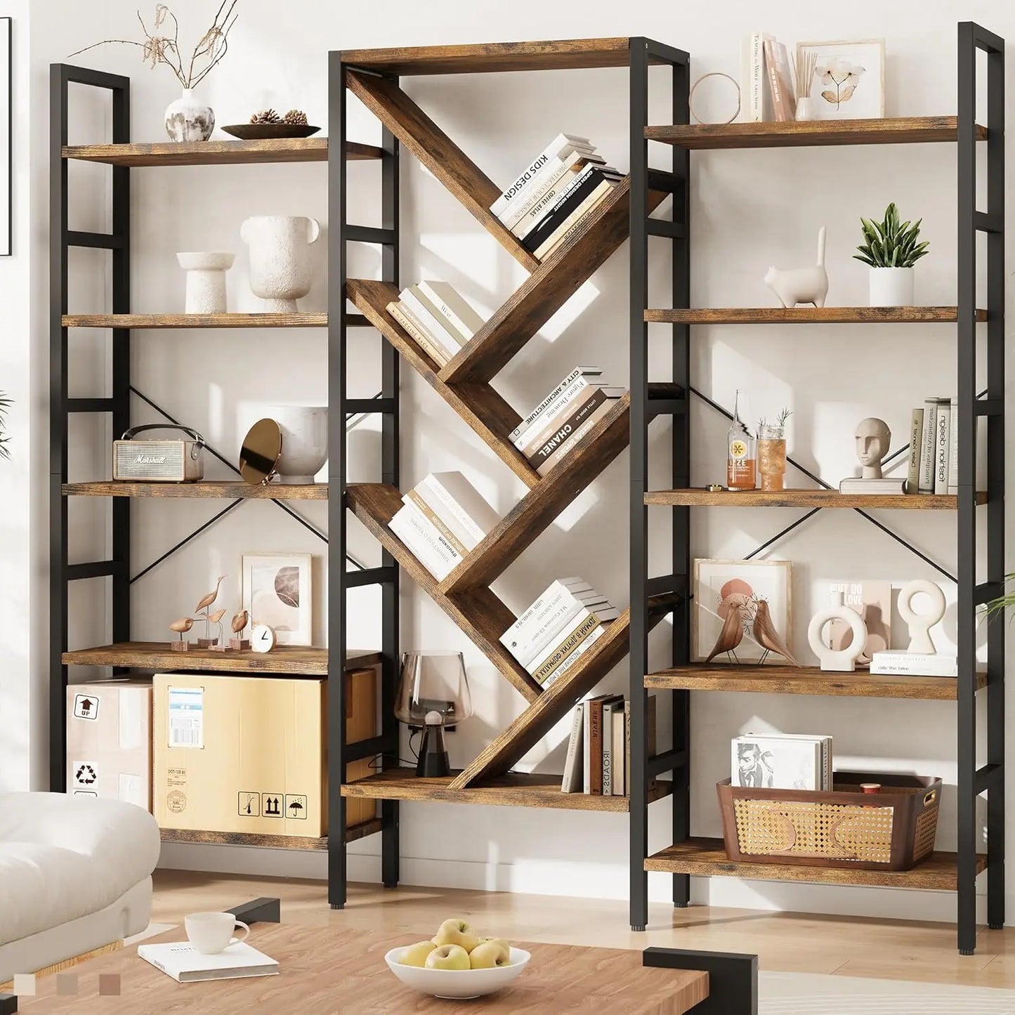 5 Tier Bookcase with 17 Open Display Shelves