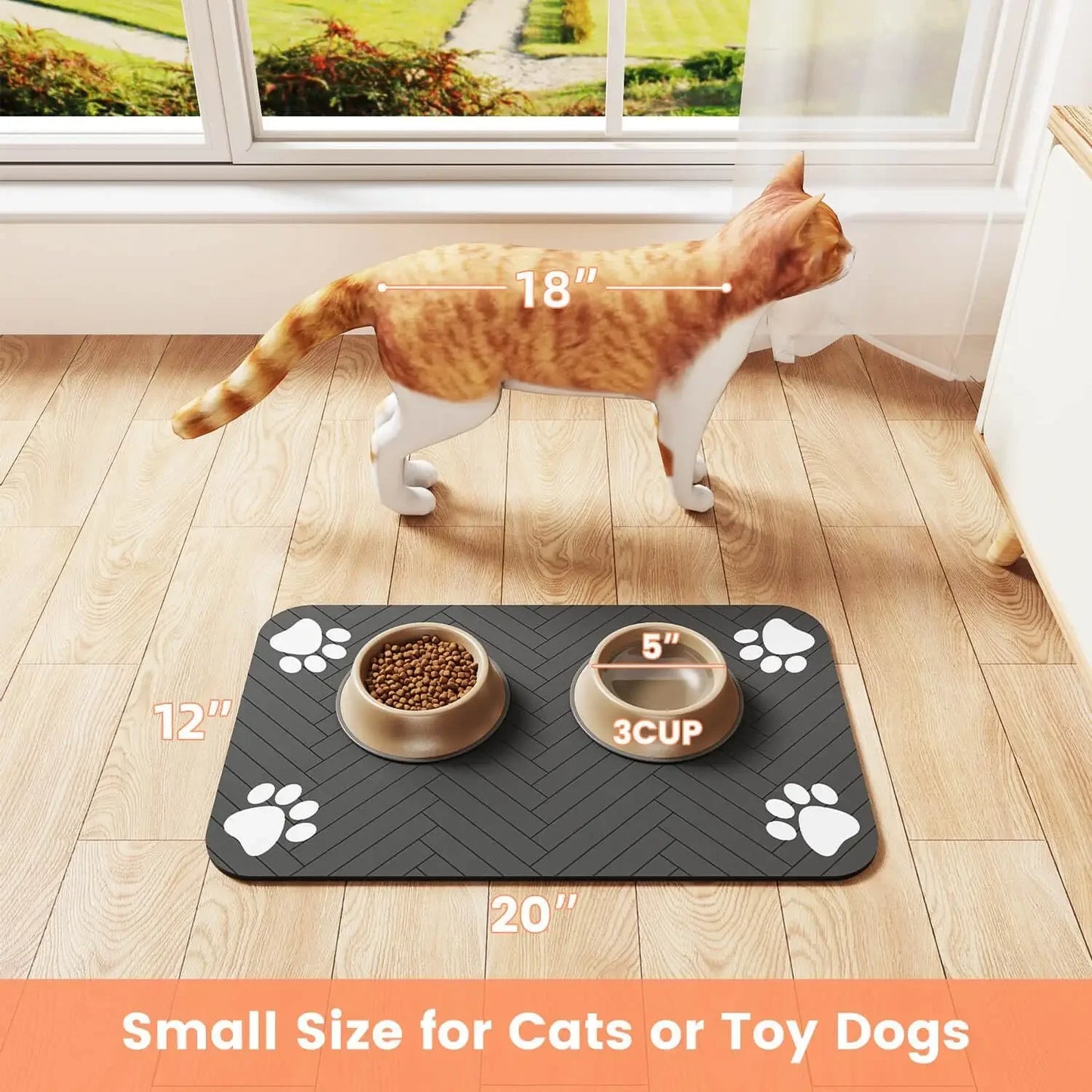 Quick Dry Pet Feeding Mat with Waterproof Rubber Backing