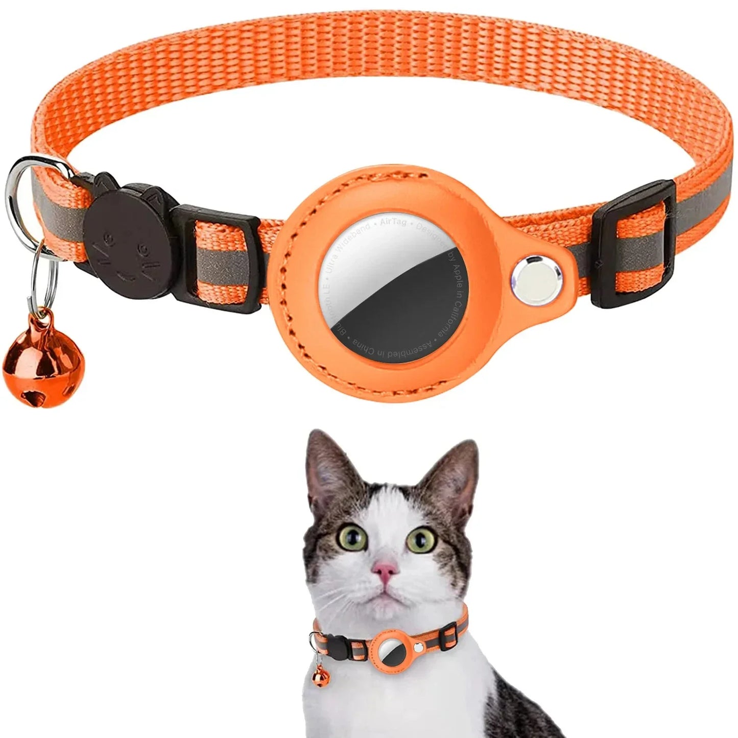 Adjustable Cat Collar w/ AirTag Slot And Reflective Strips